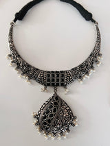 Oxidized Jewelry | Necklace with earrings | Oxidized indian jewelry with Stones | Oxidized German Silver Jewelry for women | Indian Jewelry - Kaash