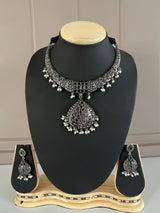 Oxidized Jewelry | Necklace with earrings | Oxidized indian jewelry with Stones | Oxidized German Silver Jewelry for women | Indian Jewelry - Kaash