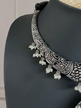 Oxidized Jewelry | Necklace with earrings | Oxidized indian jewelry with Stones | Oxidized German Silver Jewelry for women | Indian Jewelry - Kaash