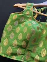 Parrot Green Banarasi Readymade Blouse - Kaash