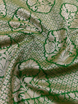 Parrot Green Color Banarasi Semi Georgette Silk Saree | Banarasi Saree | Georgette Sarees | Semi Georgette Sarees Muted Gold Zari Weave - Kaash