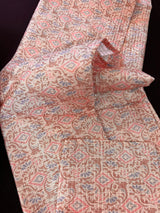 Pastel Peach Designer Kurta with Floral Digital Print in Soft Butter Silk with Thread and Sequence Work | Mens Ethnic Wear | Kurta Store - Kaash