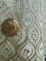 Pastel Pista Green Jacket for Men with Intricate Embroidery, thread and Sequence Work | Jacket for Kurta | Mens Wedding wear Outfits - Kaash