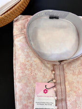 Pastel Tea Pink men's kurta pajama in soft silk (non-pure) with floral digital prints — Kaash Collection