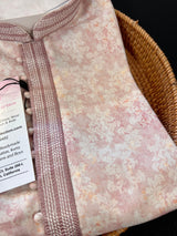 Pastel Tea Pink men's kurta pajama in soft silk (non-pure) with floral digital prints — Kaash Collection
