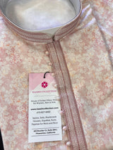 Pastel Tea Pink Designer Kurta with Floral Digital Print in Soft Silk Material | Floral Kurtas for Men | Pastel Color Mens Kurta - Kaash
