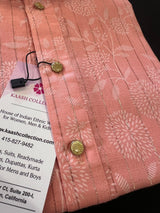 Peach Color Cotton Silk Kurta with Digital Prints and Zari Stripes | Mens Kurta Pajama Set | Mens Ethnic Wear - Kaash
