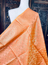 Peach Color Floral Jaal Soft Silk Dupatta | Light Weight | Indian Dupatta | Stole | Scarf | Gift For Her | Dupattas for Gift | Indian Gifts - Kaash