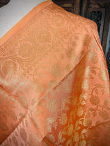 Peach Color Floral Jaal Soft Silk Dupatta | Light Weight | Indian Dupatta | Stole | Scarf | Gift For Her | Dupattas for Gift | Indian Gifts - Kaash