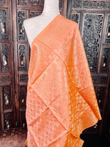 Peach Color Floral Jaal Soft Silk Dupatta | Light Weight | Indian Dupatta | Stole | Scarf | Gift For Her | Dupattas for Gift | Indian Gifts - Kaash
