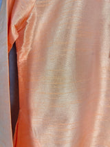 Peach Color Raw Silk Indian Men Short Kurta - Kaash