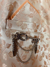 Peach Floral Indo-Western Men Silk Outfit with a balloon Bottom - Kaash