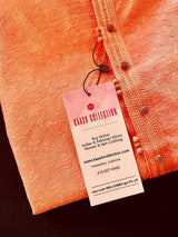 Peach Floral Self Embroidery design Men Kurta Pajama Set - Kaash