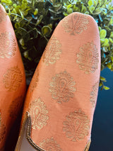 Peach Pink Color Mens Shoes | Men Mojari | Shoes for Sherwani | Mens Shoes for Indian Wedding | Shoe for Indian Kurta | Jutti for Wedding - Kaash