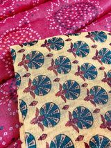 Pink 90 Count Linen Bandhani Bandhej Saree - Kaash