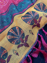 Pink 90 Count Linen Bandhani Bandhej Saree - Kaash