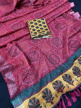 Pink 90 Count Linen Bandhani Bandhej Saree - Kaash