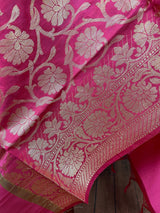 Pink Banarasi Soft Silk dupatta in soft silk (non-pure) with muted gold zari weaving — Kaash Collection