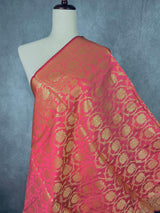 Pink Color Banarasi Silk Dupatta with Muted Gold Zari Weaved Dupatta | Light Weight Dupatta| Benarasi Dupatta | Gift For Her | Kaash - Kaash