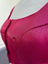 Pink Color Readymade Blouse with small Gold Color design in Brocade | Readymade Blouses | Pink Color Stitched Blouse | ReadytoWear Blouses - Kaash