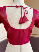 Pink Color Readymade Blouse with small Gold Color design in Brocade | Readymade Blouses | Pink Color Stitched Blouse | ReadytoWear Blouses - Kaash