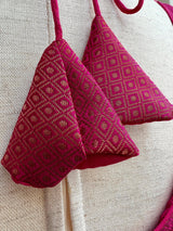 Pink Color Readymade Blouse with small Gold Color design in Brocade | Readymade Blouses | Pink Color Stitched Blouse | ReadytoWear Blouses - Kaash