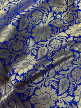 Pink with Blue Traditional Banarasi Handloom Saree | Floral Design | Soft Silk Saree | Banarasi Silk Saree | Kaash Collection - Kaash