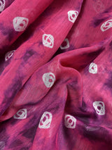 Pink with Brown Borders 90-Count Linen saree in 90 count linen with elephant & peacock motifs with brown borders — Kaash Collection