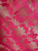 Punch Pink Soft Silk Floral dupatta in soft silk (non-pure) with floral jaal with muted gold zari — Kaash Collection