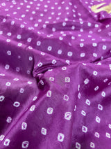 Purple Color Bandhej Saree - Banarasi Semi Dupion Silk with Work Muted Gold Zari - Handwoven Sarees - Banarasi Sarees - Kaash