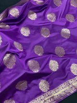 Purple Color Silk Dupatta with Muted Gold Zari Weaving | Indian Full Size Dupatta | Chunri | Gift For Her | Kaash Collection - Kaash