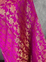 Purple Soft Silk Floral dupatta in soft silk (non-pure) with floral jaal with muted gold zari — Kaash Collection