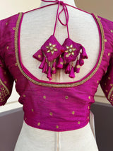 Purple (Falsaa) Color Raw Silk Ready to Wear Blouse | Handwork Blouses | Padded Blouse | Readymade Saree Blouses | Purple Color Blouse - Kaash