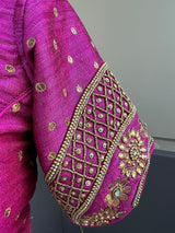 Purple (Falsaa) Color Raw Silk Ready to Wear Blouse | Handwork Blouses | Padded Blouse | Readymade Saree Blouses | Purple Color Blouse - Kaash