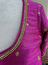Purple (Falsaa) Color Raw Silk Ready to Wear Blouse | Handwork Blouses | Padded Blouse | Readymade Saree Blouses | Purple Color Blouse - Kaash