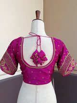 Purple (Falsaa) Color Raw Silk Ready to Wear Blouse | Handwork Blouses | Padded Blouse | Readymade Saree Blouses | Purple Color Blouse - Kaash