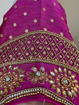 Purple (Falsaa) Color Raw Silk Ready to Wear Blouse | Handwork Blouses | Padded Blouse | Readymade Saree Blouses | Purple Color Blouse - Kaash