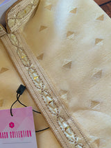 Readymade Cream Color Men Kurta Pajama Set with designer pattern in Raw Silk | Party, Festival and Wedding Men Kurta Pajama - Kaash