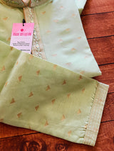 Readymade Pista Green Color Men Kurta Pajama Set with designer pattern Party, Festival and Wedding Mens Wear - Kaash