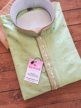 Readymade Pista Green Color Men Kurta Pajama Set with designer pattern Party, Festival and Wedding Mens Wear - Kaash