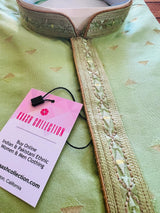 Readymade Pista Green Color Men Kurta Pajama Set with designer pattern Party, Festival and Wedding Mens Wear - Kaash