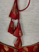 Readymade Red with Gold Buttis Pure Banarasi Silk Blouse - Kaash