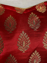 Readymade Red with Gold Buttis Pure Banarasi Silk Blouse | Size 38 | Ready to Wear Blouses | Stitched Blouses | Kaash Collection - Kaash