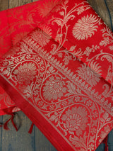Red Banarasi Silk Floral Dupatta | Zari Weaved Dupatta | Floral Pattern Full Jaal | Dupatta | Scarf | Gift For Her | Kaash Collection - Kaash