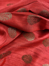 Red with Green Combination Semi-Tussar Silk Saree With Antique Zari Weaving Work | | Kaash Collection - Kaash