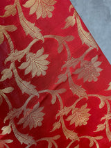 Reddish Maroon Soft Silk Floral dupatta in soft silk (non-pure) with floral jaal with muted gold zari — Kaash Collection