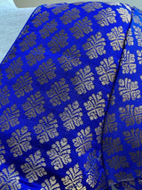 Royal Blue Brocade with Muted Gold Zari ready-to-wear blouse with muted gold zari weave on brocade — Kaash Collection