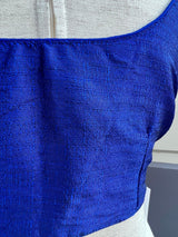 Royal Blue Color Plain Blouse in Raw Silk Material Princess Cut ReadytoWear Blouses | Stitched Blouses for Sarees - Kaash