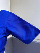 Royal Blue Color Plain Blouse in Raw Silk Material Princess Cut ReadytoWear Blouses | Stitched Blouses for Sarees - Kaash