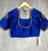 Royal Blue Raw Silk Ready to Wear Blouse - Kaash